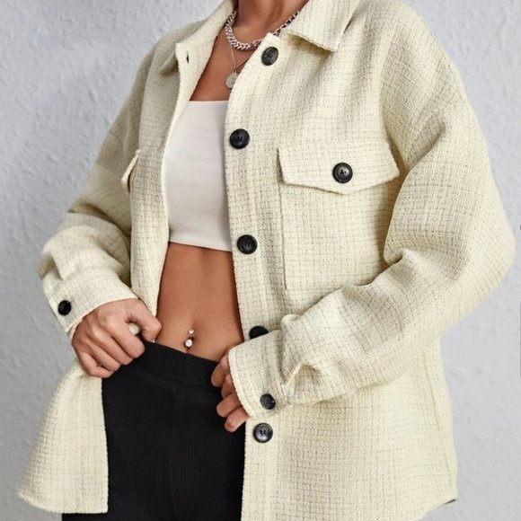 MODA ME COUTURE Jackets & Blazers - Casual Comfy Plaid Print Flap Pocket Overcoat Jacket Shacket Coat